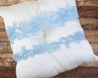 Something Blue, Light Blue Lace Wedding Garter Set, Light Blue Bridal Garter,Blue Toss Garter, Blue Wedding Garter Set