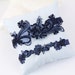 Navy Beaded Lace Garter Set, Bridal Navy Garter, Wedding Navy Garter, Prom Garter Belt, Navy Blue  Wedding Garter, Toss Garter 