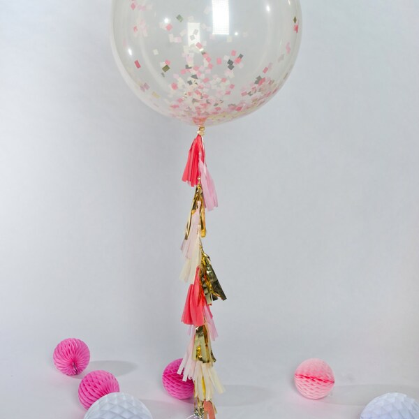 Shades of Pink Jumbo Confetti Balloon with Tassels