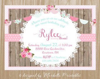 shabby chic invites etsy