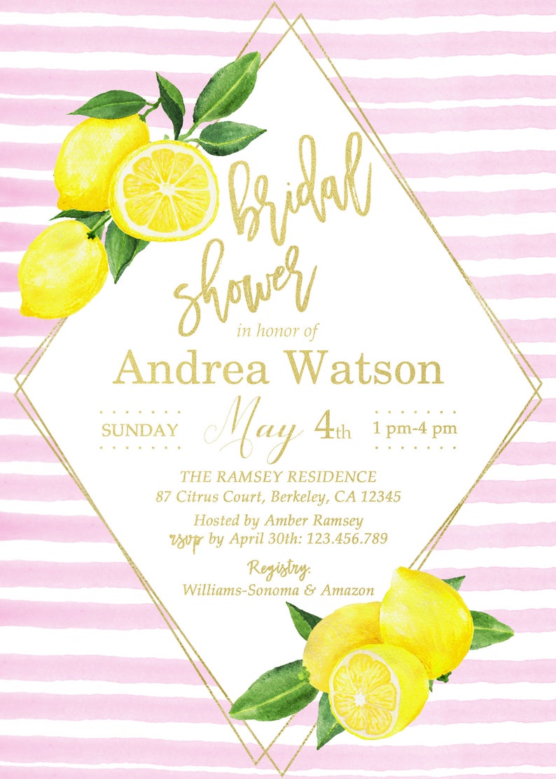 Lemon Theme Bridal Shower Invitation/Lemon Theme | Etsy