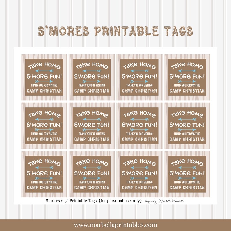 camping favor tagssmores tagscamping birthday partycamping etsy