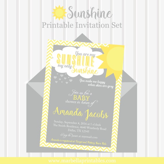 You Are My Sunshine Baby Shower Invitation Sunshine Etsy