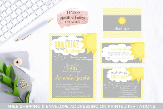 free printable you are my sunshine baby shower invitations