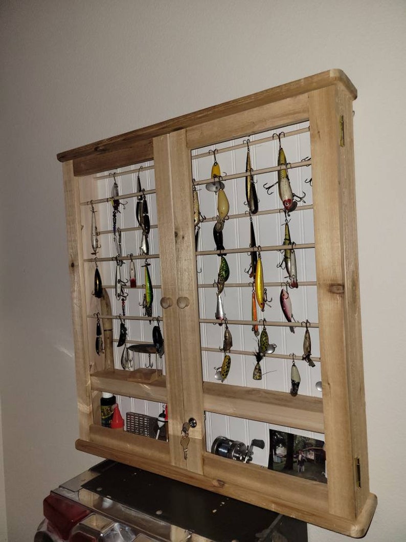 Fishing Lure Display. Holds Over 100 Lures. Handmade in the USA. Constructed in Western Red