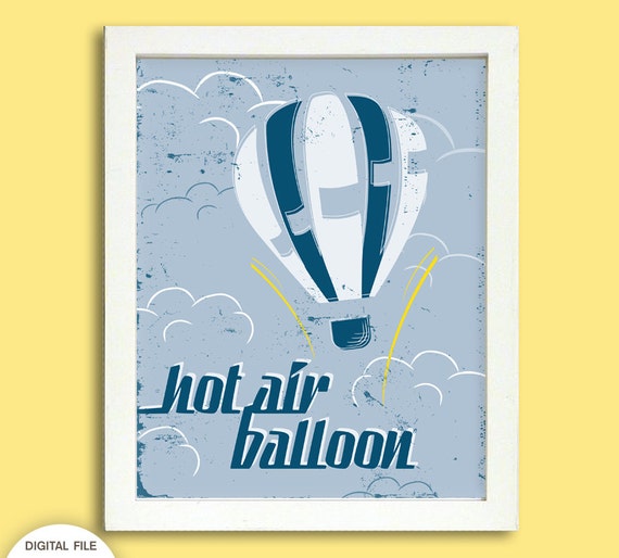 Items similar to Retro Hot Air Balloon Poster - Nursery Artwork ...
