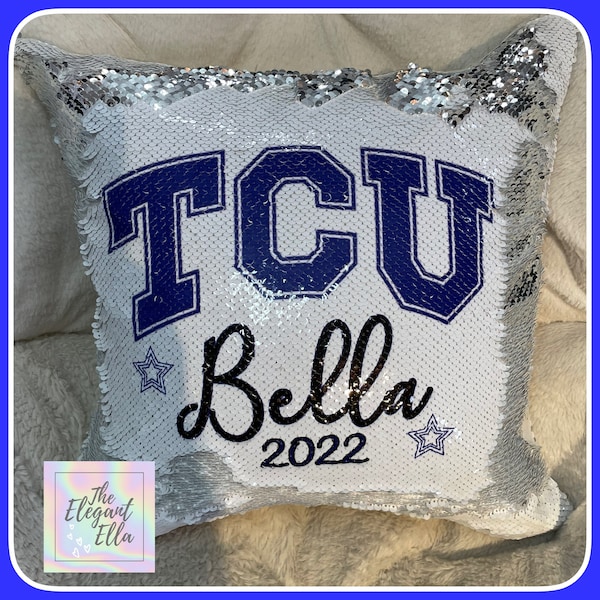 Personalized College logo pillow, University pillow college bed party pillow, flip sequin GIRLS bed pillow