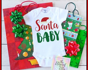 Santa Baby bodysuit, baby boy Christmas bodysuit, holiday bodysuits