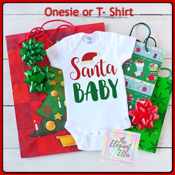 Santa Baby bodysuit, baby boy Christmas bodysuit, holiday bodysuits