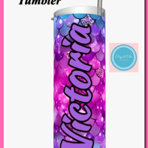 Personalized hot pink, turquoise and purple Mermaid Tumbler, mermaid cup, Personalized drinkware, mermaid lover gift, birthday gift