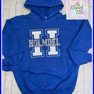 Felpa con cappuccio Holmdel Spirit Wear – Felpa scolastica personalizzata per tutte le taglie (dai bambini agli adulti) – Perfetta per le giornate dello spirito e gli eventi sportivi