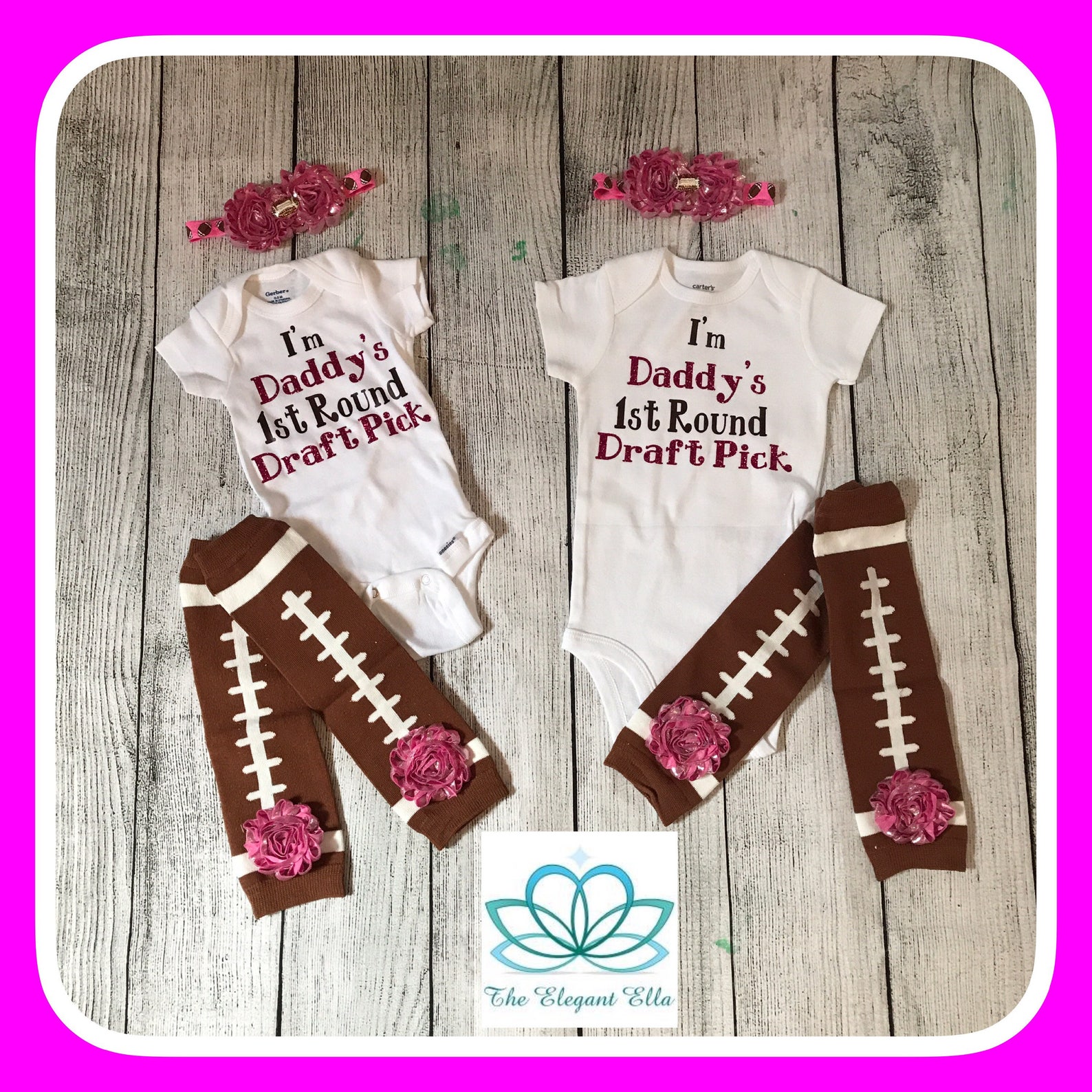 Baby Girl Football Outfit 1 Draft Pickfootball Fan Outfit Etsy