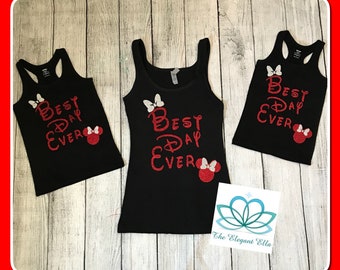 Best Day Ever Disney shirt, Minnie mouse mommy and me, mickey shirt, RED Glitter Minnie shirts, mommy and me shirts, Disney shirts