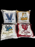 Personalized College logo pillow, University pillow college bed party pillow, flip sequin GIRLS bed pillow