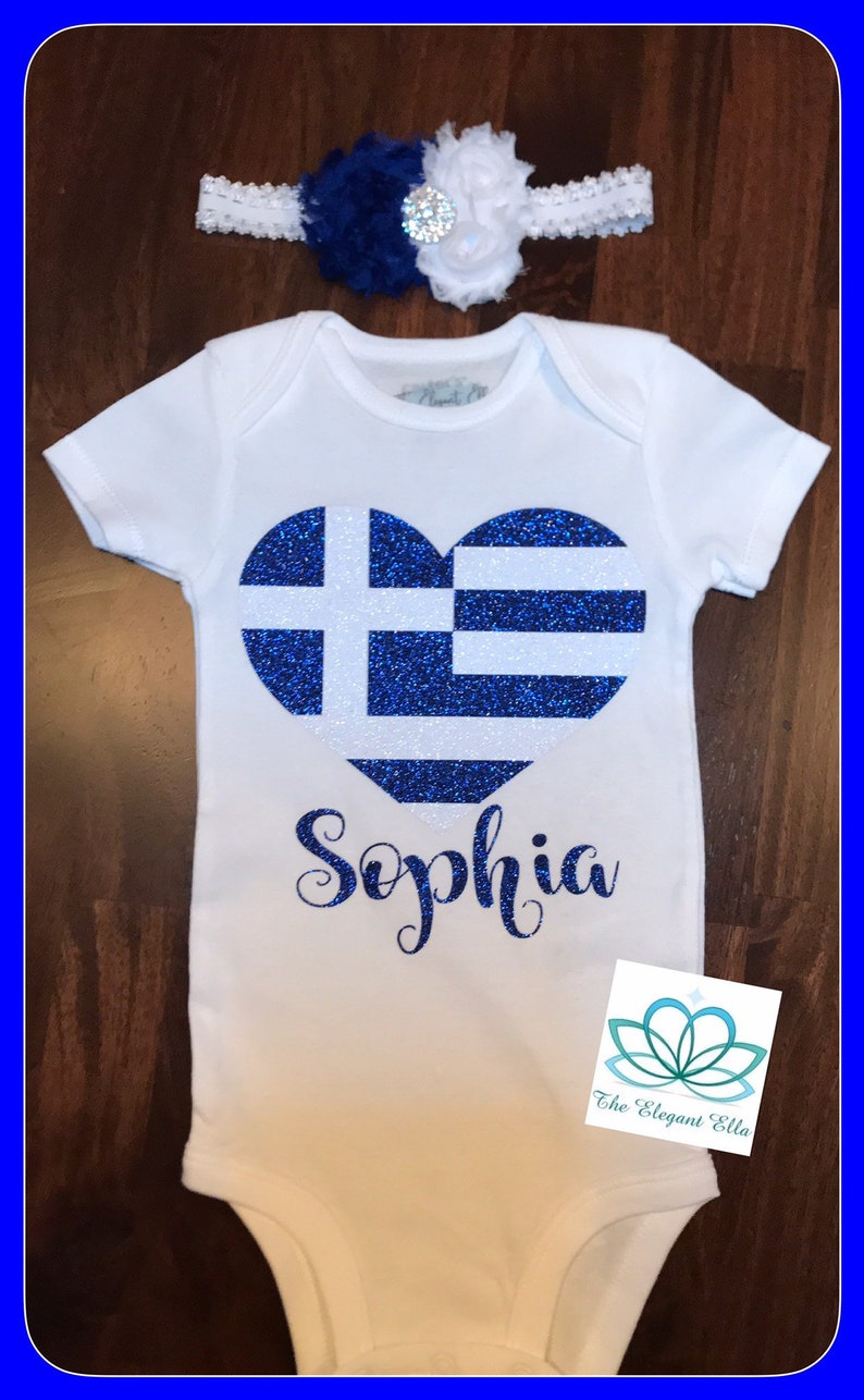 greek heart shirt Greek baby gift greek flag top