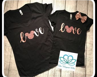 Rose Gold Disney LOVE shirt, Mommy and Me Disney T-Shirt, Disney Family Shirts