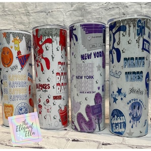Retro College tumbler, custom college skinny tumbler, college bed party, college acceptance gift, gift for college student