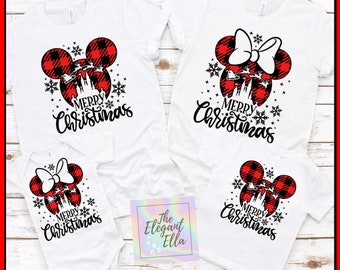 Disney Kerst familie shirts, Buffalo geruite Disney vakantie t-shirts, Disney kasteel shirts