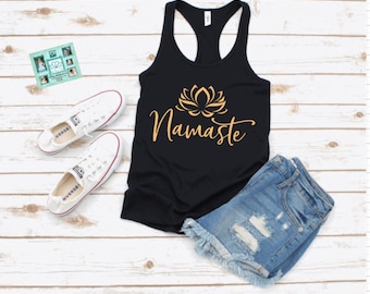 Namaste tank, yoga tank, exercise tank top, gym clothes, yoga gift
