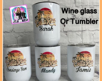 Costa Rica personalized wine tumbler or skinny tumbler