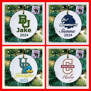 College ornament, graduation Christmas ornament, custom college ornament