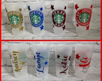 Personalized College Starbucks  cup, Starbucks tumbler, reusable college cup