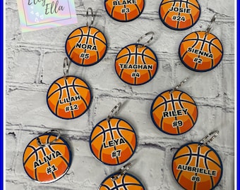 Basketball keychain, basketball gift for team, personalized basketball charm
