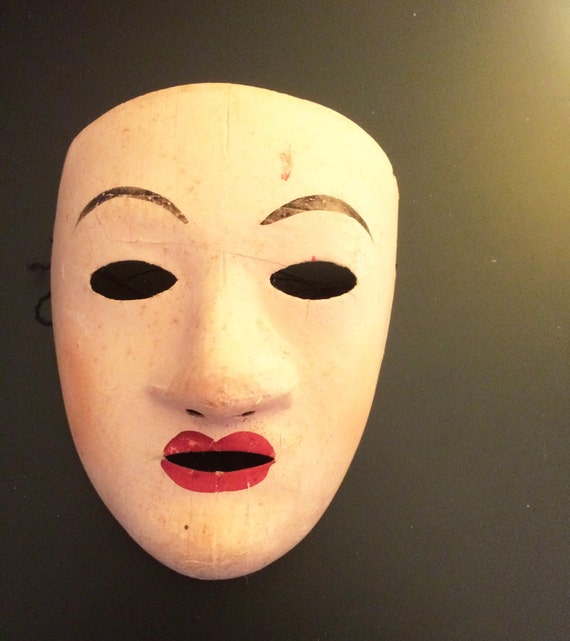RARE Vintage  French Paper Mache Masquerade Mask,… - image 1