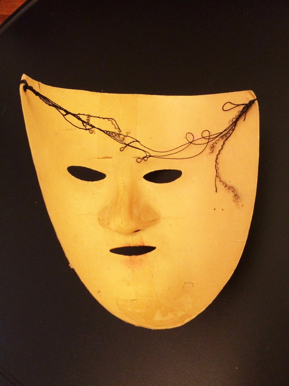 RARE Vintage  French Paper Mache Masquerade Mask,… - image 3