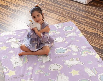 Unicorn blanket, purple blanket, girls blanket, baby blanket, kids blanket, nursery blanket, unicorn lover, unicorn gift, baby gift, sherpa