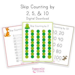 Skip Count by Two, Five, and Ten, Kindergarten Resource, First Grade, Homeschool Printable, Math Worksheet, Teach, Even Numbers, Digital, 10