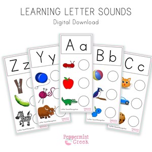 Reconocimiento de sonidos de letras, recurso para preescolar, recurso para jardín de infantes, descarga digital, sonido inicial, sonidos del alfabeto, la A dice A, leer