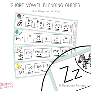 Guía de combinación de vocales cortas (descarga digital), aprender a leer, fonemas, enseñar a mi hijo a leer, sonidos de las letras, tarjetas didácticas de fonética, Montessori