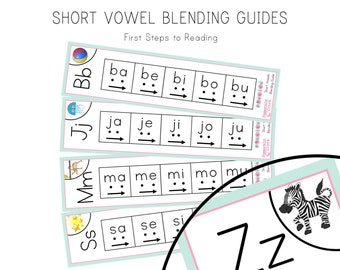 Short Vowel Blending Guide Digital Download, Learn to Read, Phonemes, Teach my child to read, Letter Sounds, Phonics Flashcards, Montessori