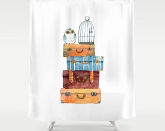 Wizard Shower Curtain, Wizard Bathroom, Magic School Shower Curtain, Magic Decor, Owl, Boy Bathroom, Girls Bathroom, Kids bathroom