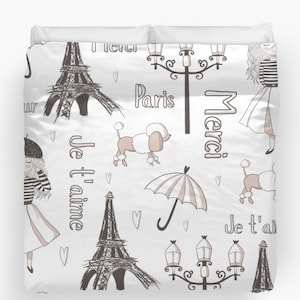 Paris Duvet, Paris Comforter, Paris bedding, Eiffel Tower Duvet, France Duvet Cover, Paris Bedspread, Parisian duvet, Paris Girl, French