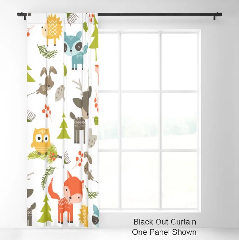 Woodland Animals Window Curtains, Animal Curtains, Animals Drapes, Kids Curtain, Forrest Curtain