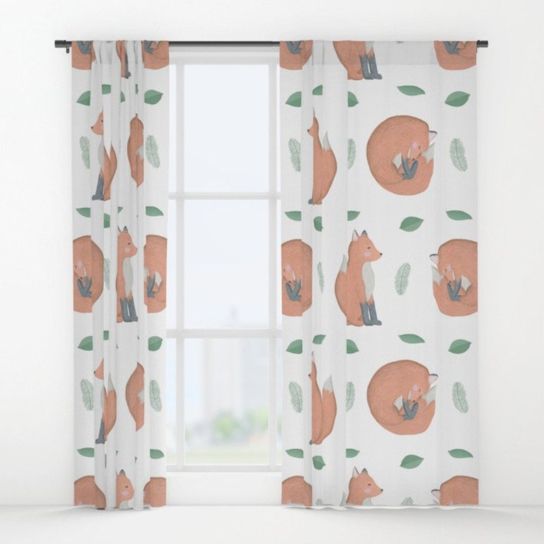 Fox Curtains Fox Window Curtains Nursery Curtains nursery Drapes Children Curtains kid curtains Window Curtains Childs Curtain Panels