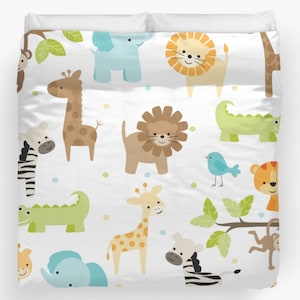 Jungle Animals Duvet Cover, Animals Comforter, Animals Duvet, Safari Duvet, Boys Duvet Cover, Jungle Comforter, Sons Bedroom, Giraffe, Zebra