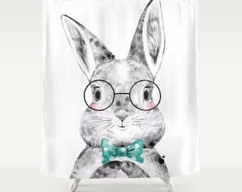 Rabbit Shower Curtain, Bunny shower curtain, Rabbit Decor, Bunny Decor, Easter Shower Curtain, Easter Decor, Kids Shower Curtain, Childrens
