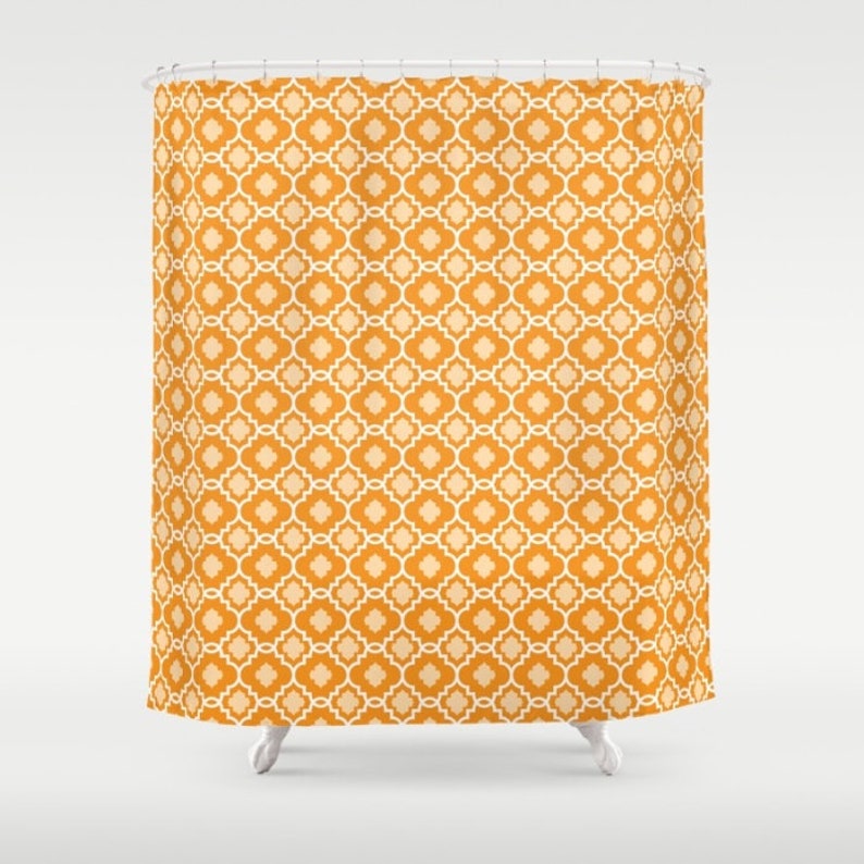 Orange Shower Curtain Orange Shower Orange Bathroom Modern Etsy