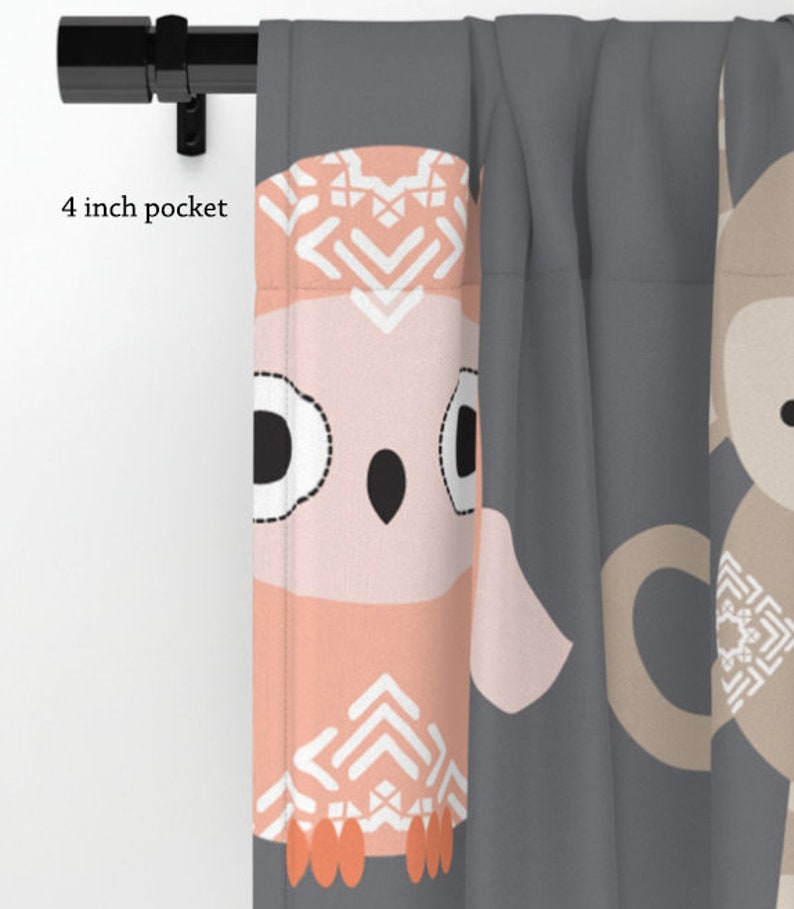 Safari Animals Curtains, Childs Curtains, Jungle Animals Window