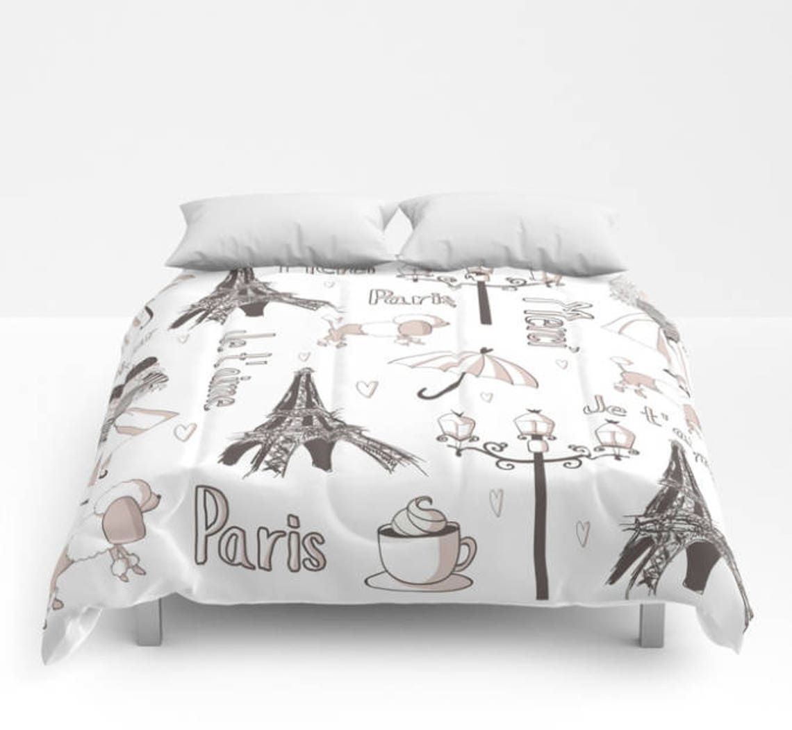 Paris Duvet, Paris Comforter, Paris Bedding, Eiffel Tower Duvet, France