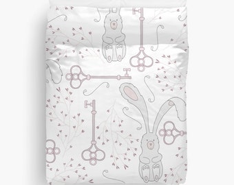 Bunny Duvet Cover, Bunny Comforter, Rabbit Duvet, Rabbit Comforter, Girls Nursery, Girls Bedroom, Kids Bedding, Children's Bedroom, Easter