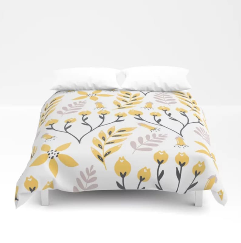 Yellow Flower Duvet Yellow Floral Duvet Yellow Comforter Etsy