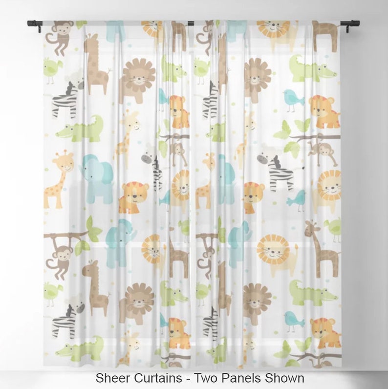 Jungle Animals Kids Curtains Nursery Curtains Baby Curtains Etsy