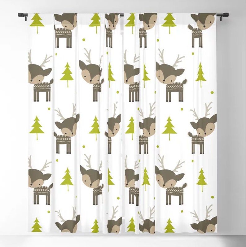 Deer Curtains Deer Window Curtains Kids Curtains Childrens Etsy