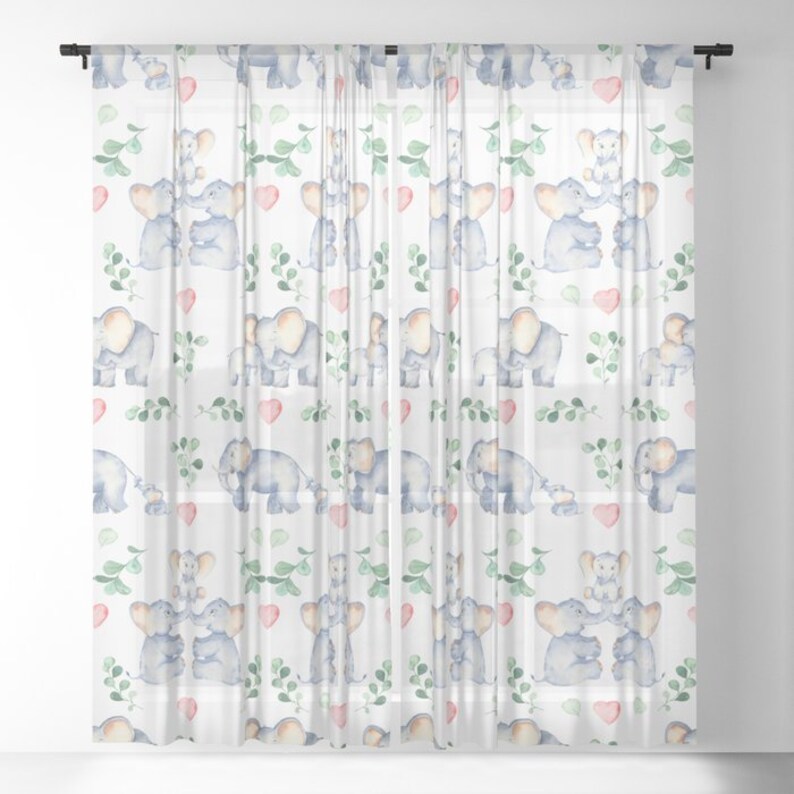 Elephant Curtains Elephant Nursery Curtains Elephant Window Etsy