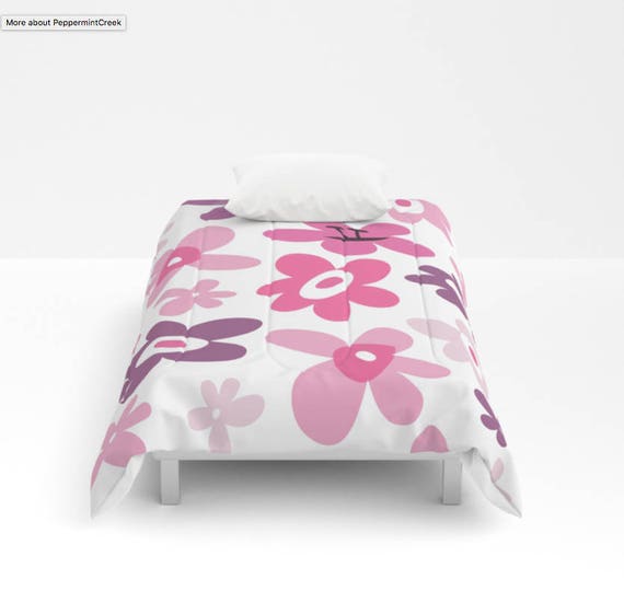 Pink Flower Duvet Girls Bedding Purple Duvet Cover Flowers