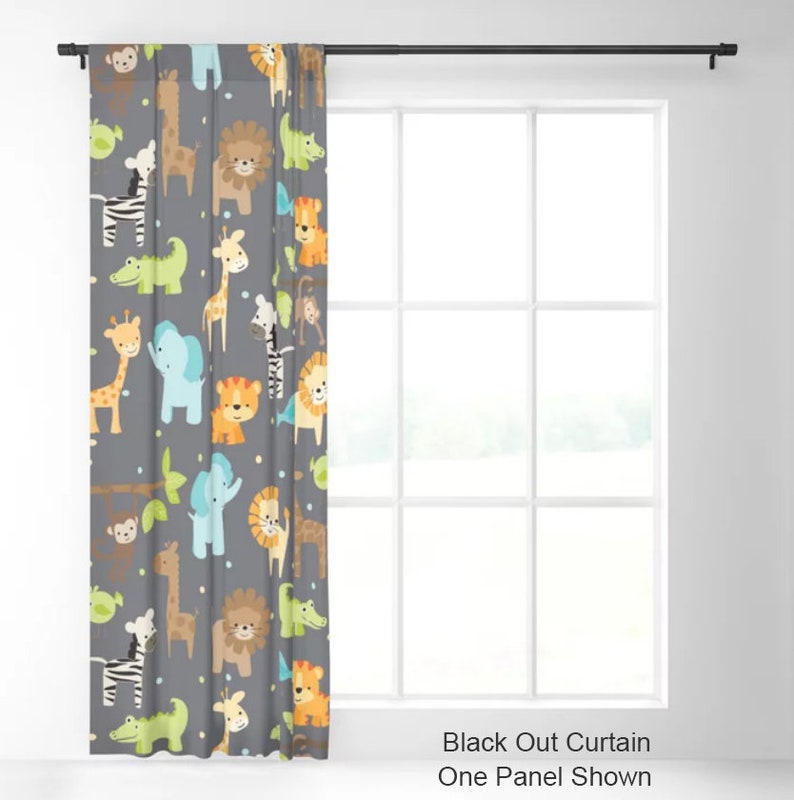 Jungle Animals Window Curtains, Nursery Curtains, Baby Curtains